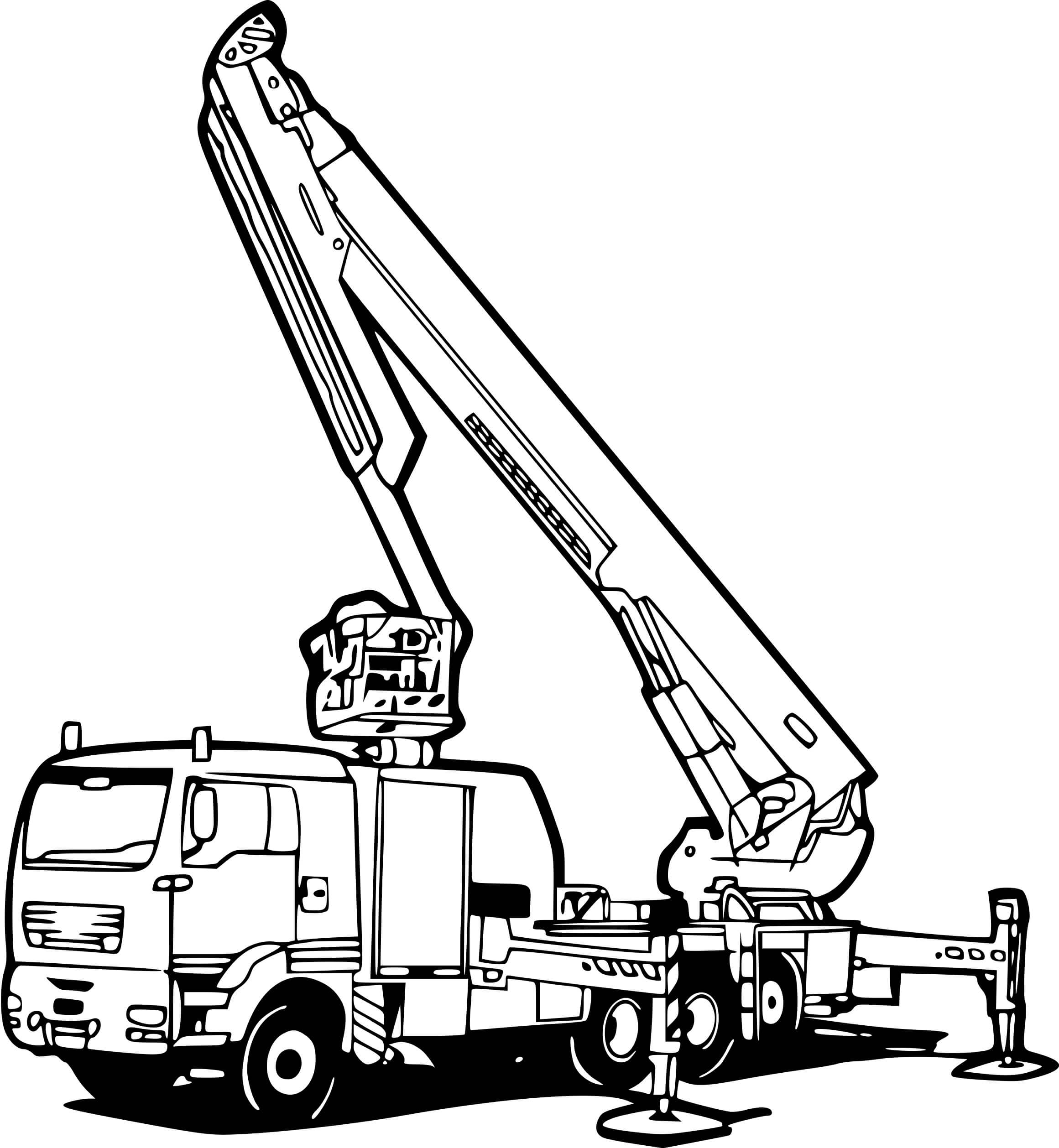 Coloriage Camion Grue Pour Pompier - Pompier à imprimer