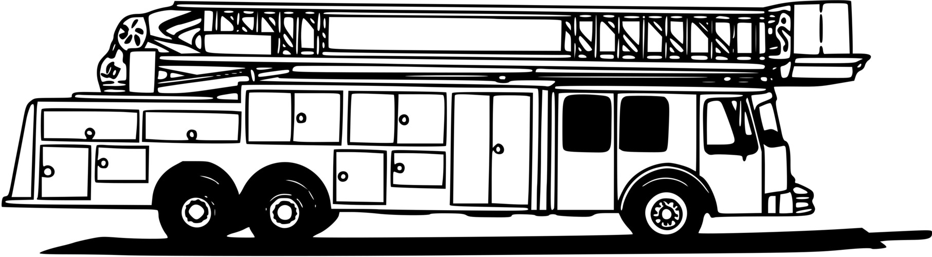 Coloriage Camion La Grande Échelle - Pompier à imprimer