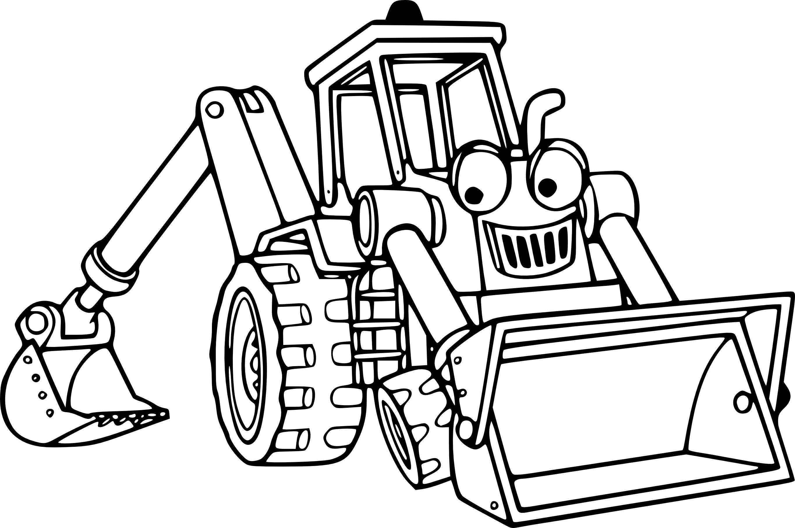 Coloriage Camion Tractopelle Combinant Un Chargeur Sur Pneus Et Une Pelleteuse - Camion à imprimer