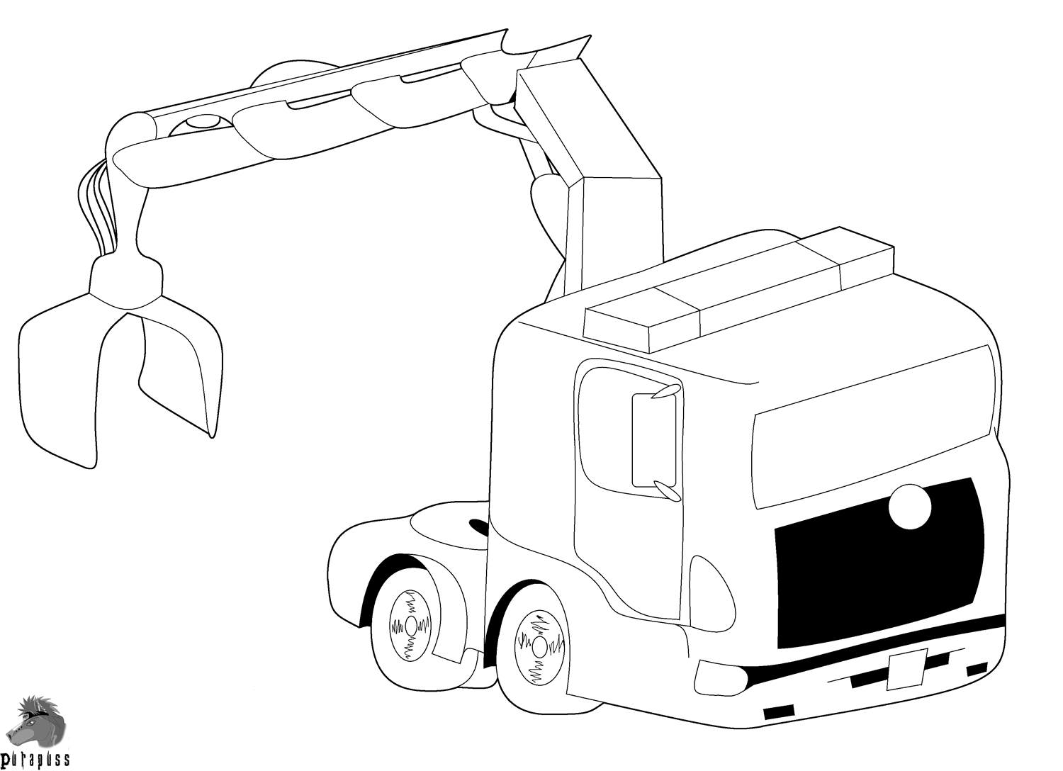 Coloriage Camion With Crane - Camion à imprimer