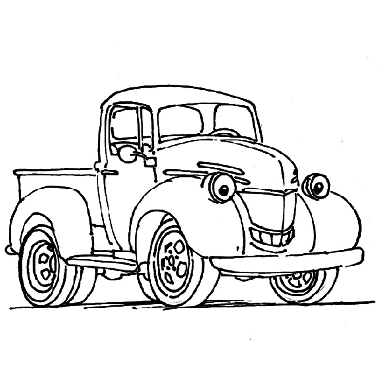 Coloriage Camionnette Souriante - Garçon à imprimer