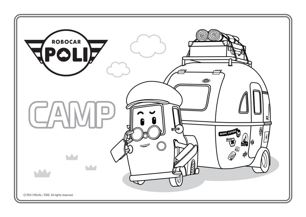 Coloriage Camp Robocar Poli Camping - Robocar poli à imprimer