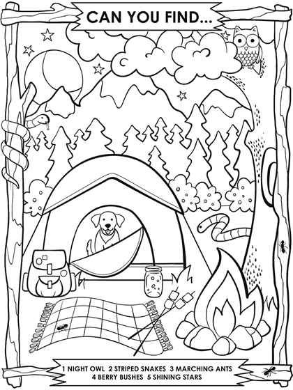 Coloriage Camping Search And Find - Crayola à imprimer