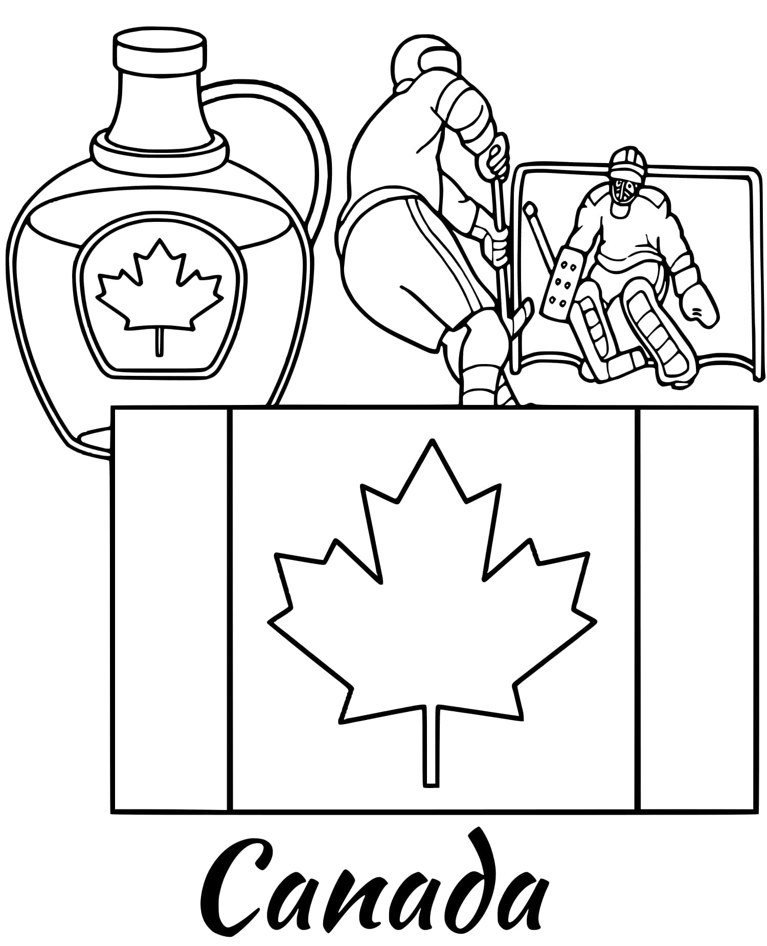 Coloriage Canada Drapeau Maple Syrup - Drapeau à imprimer