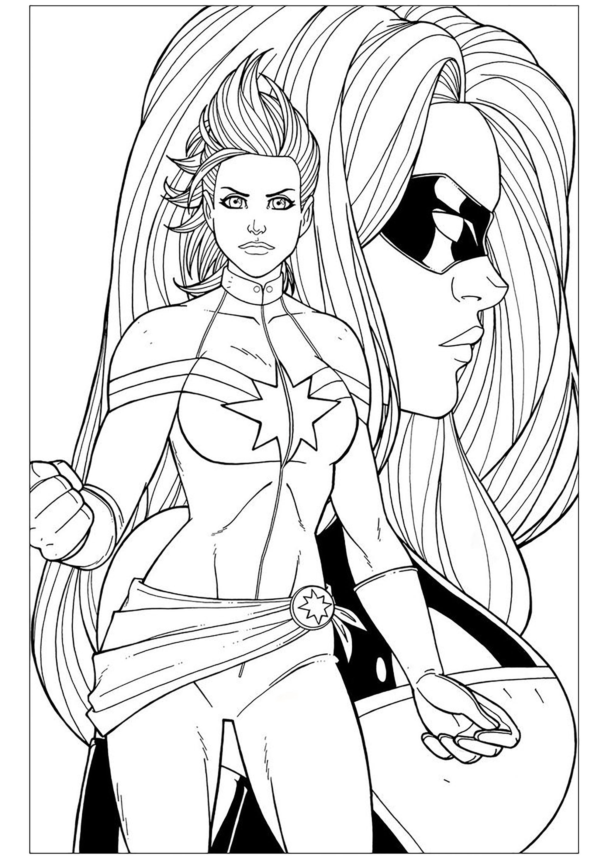 Coloriage Captain Marvel Avengers Endgame - Marvel à imprimer
