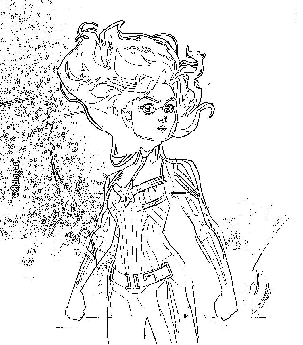 Coloriage Capitaine Marvel - Caricature Cartoon - Captain marvel à imprimer