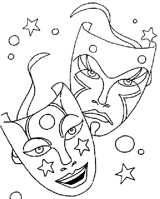 Coloriage Carnaval Deux Masques Pour Le - Cirque à imprimer
