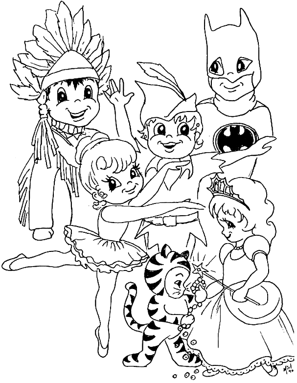 Coloriage Carnaval Les Enfants Sont Déguisés Pour Le - Cirque à imprimer