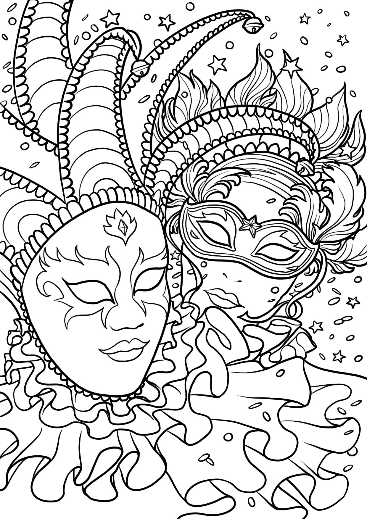 Coloriage Carnaval Masques - Carnaval à imprimer