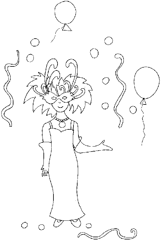 Coloriage Carnaval Petite Fille Déguisée - Cirque à imprimer