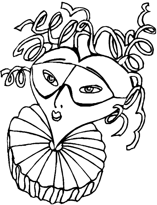 Coloriage Carnaval Visage Masque - Cirque à imprimer