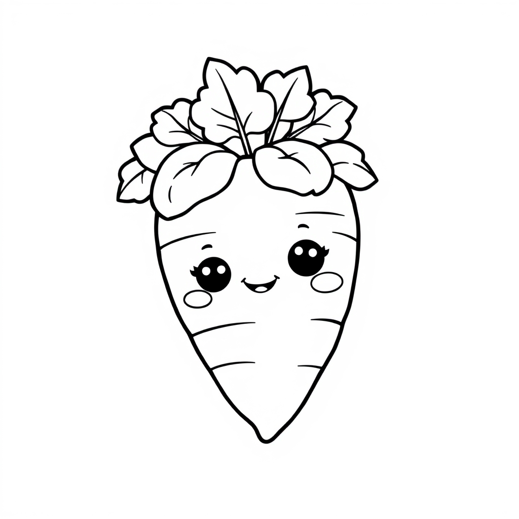 Coloriage Carotte Facile Légumes Kawaii - Legumes à imprimer