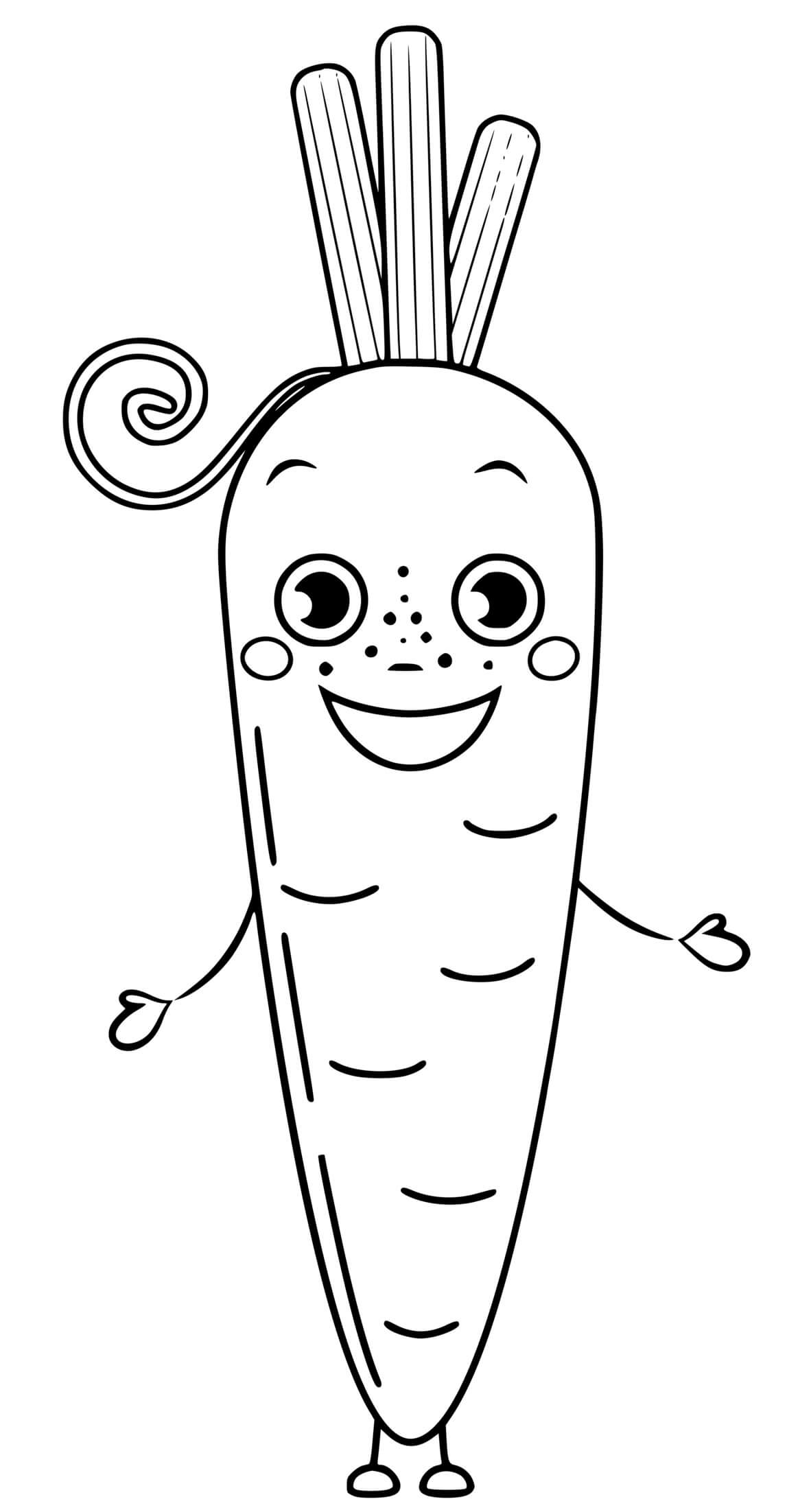 Coloriage Carotte Légume Avec Yeux Et Sourire - Carotte à imprimer