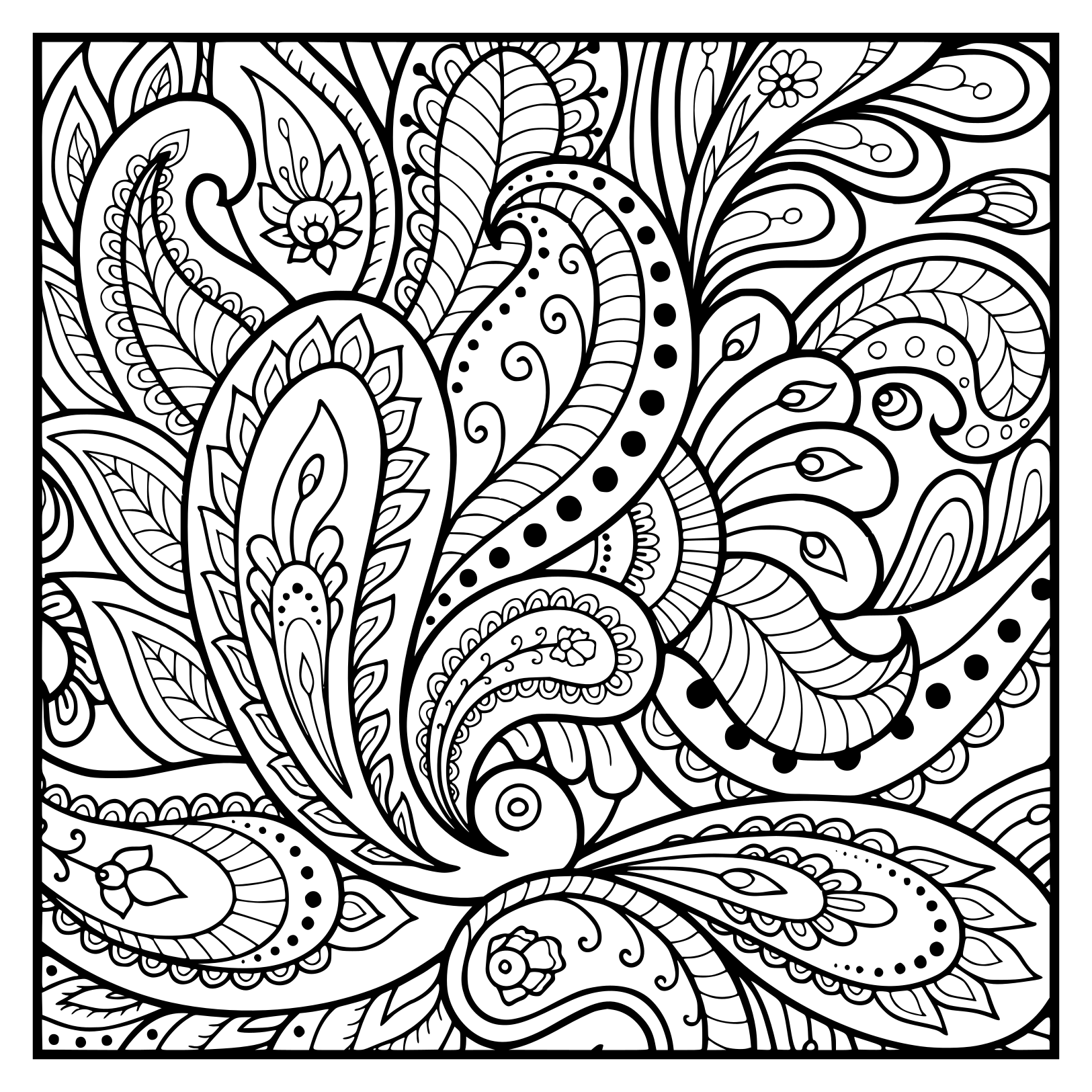 Coloriage Carre Mandala Fleurs Motif Floral - Mandala à imprimer