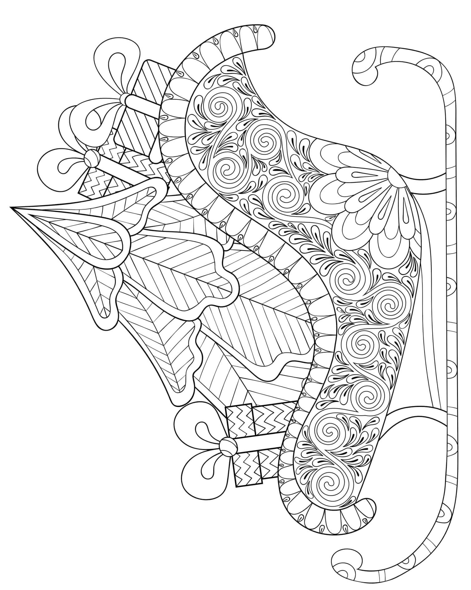 Coloriage Carrosse Avec Sapin Et Cadeaux De Noël Anti Stress - Noël adulte à imprimer