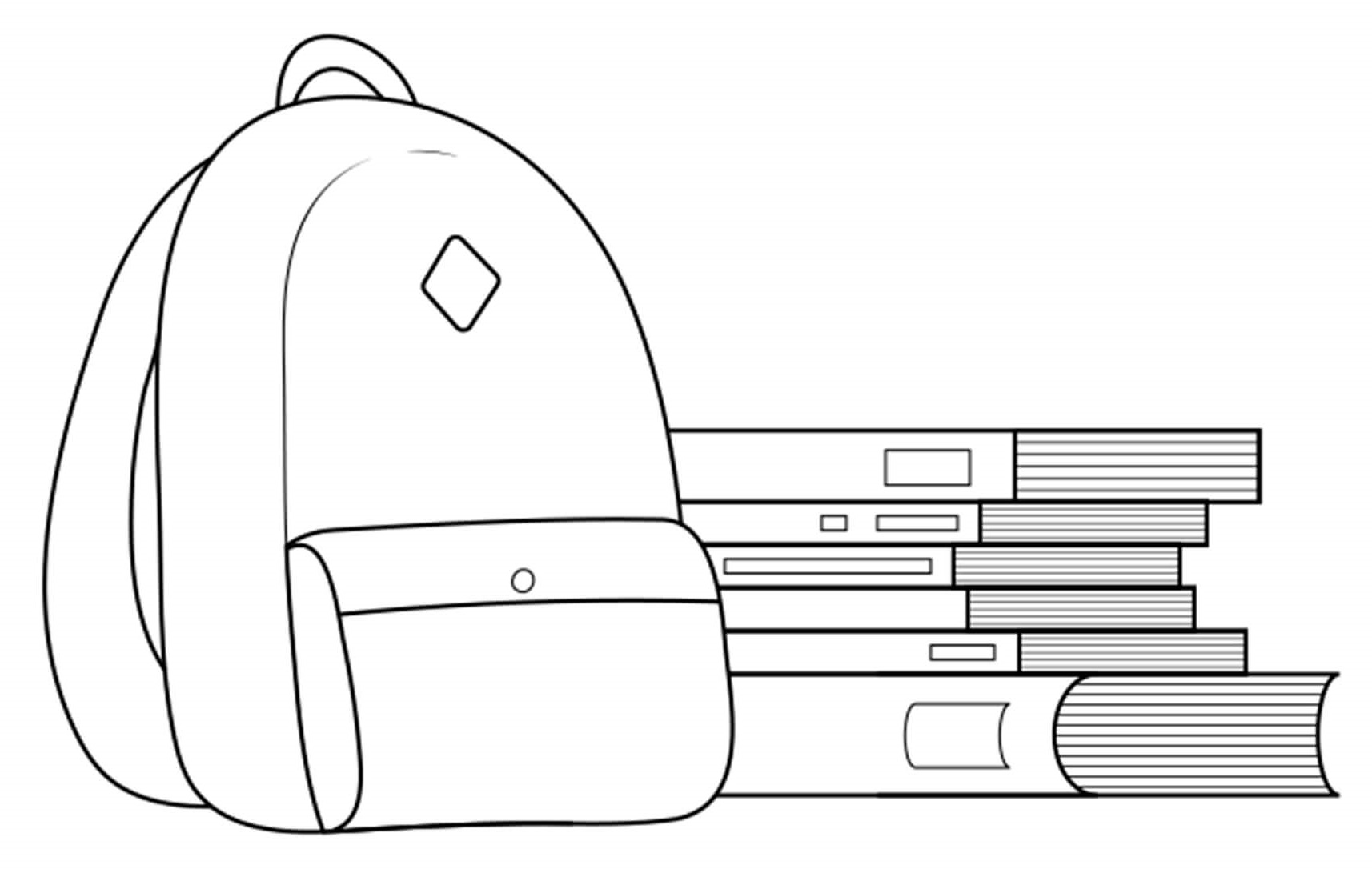 Coloriage Cartable Livres Sac A Dos - Rentrée scolaire à imprimer