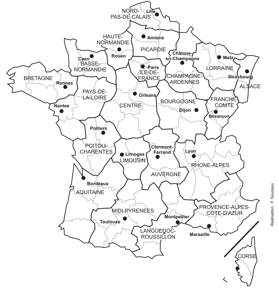 Coloriage Carte De France Departements - Drapeau à imprimer