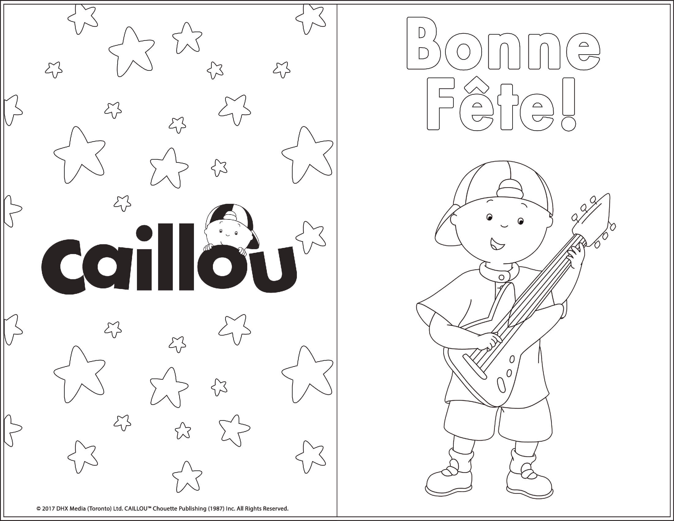 Coloriage Carte De Souhait Imprimable Caillou Bonne Fête - Caillou à imprimer