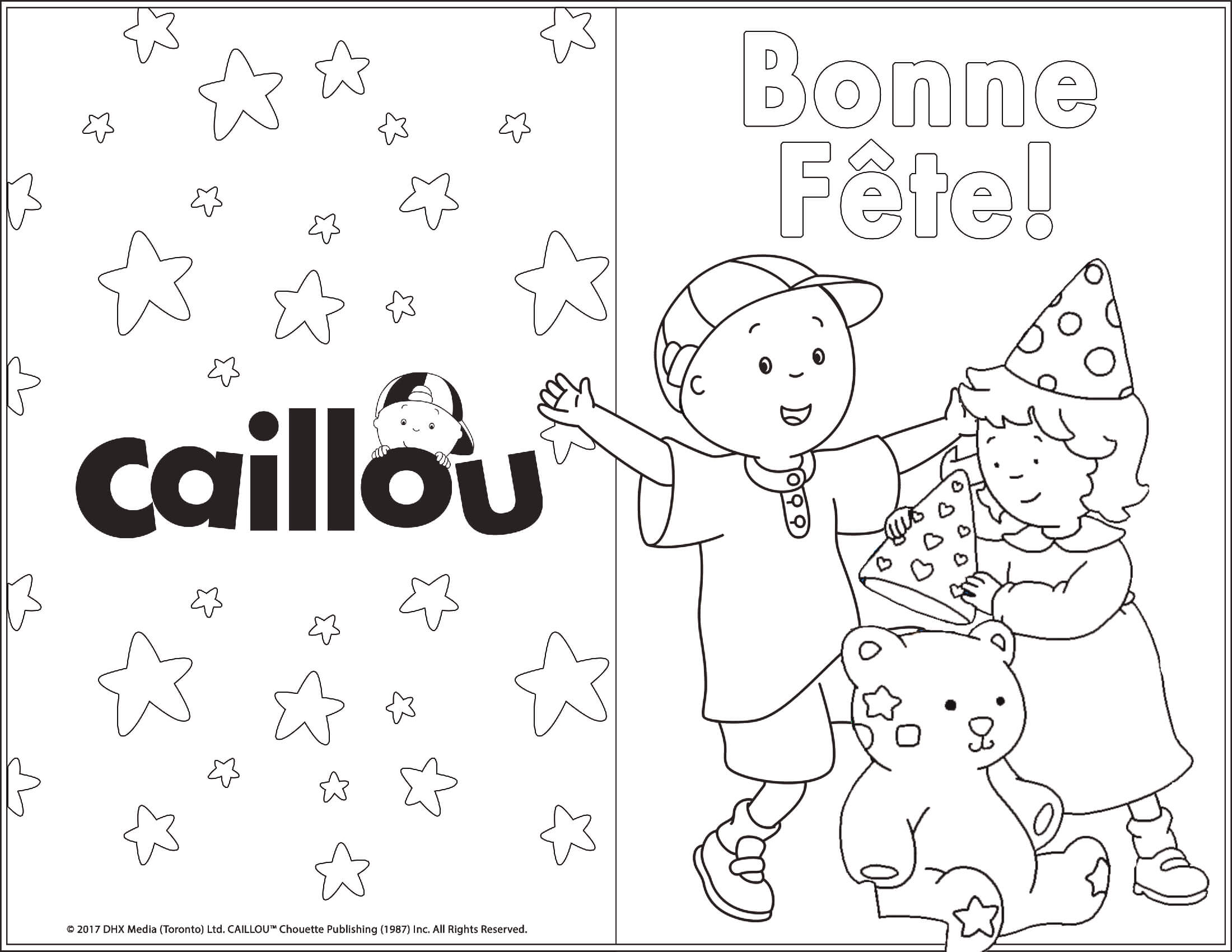 Coloriage Carte De Souhait Joyeux Anniversaire Caillou Mousseline - Caillou à imprimer