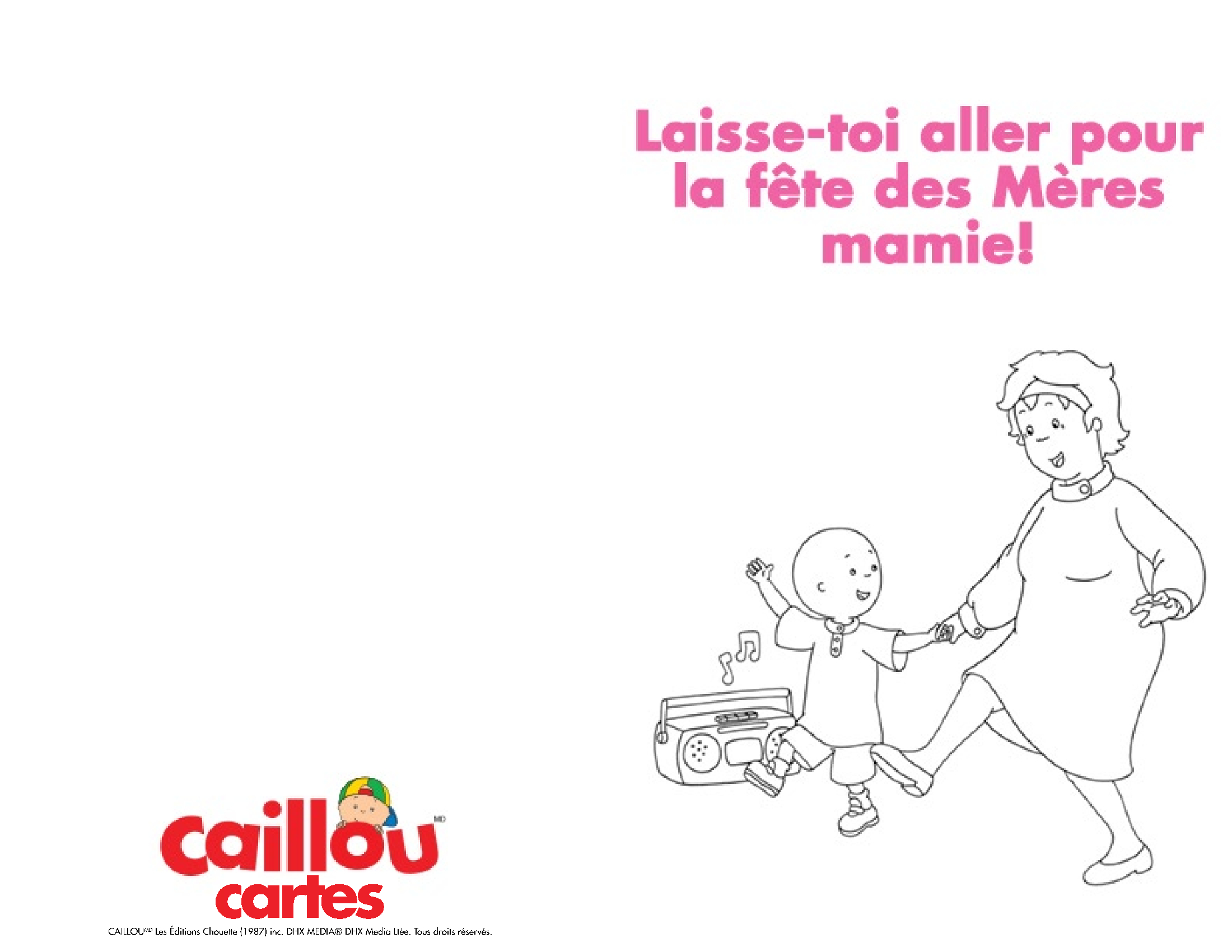 Coloriage Carte De Souhaits Bonne Fête Des Grands Mères Mami De Caillou - Caillou à imprimer