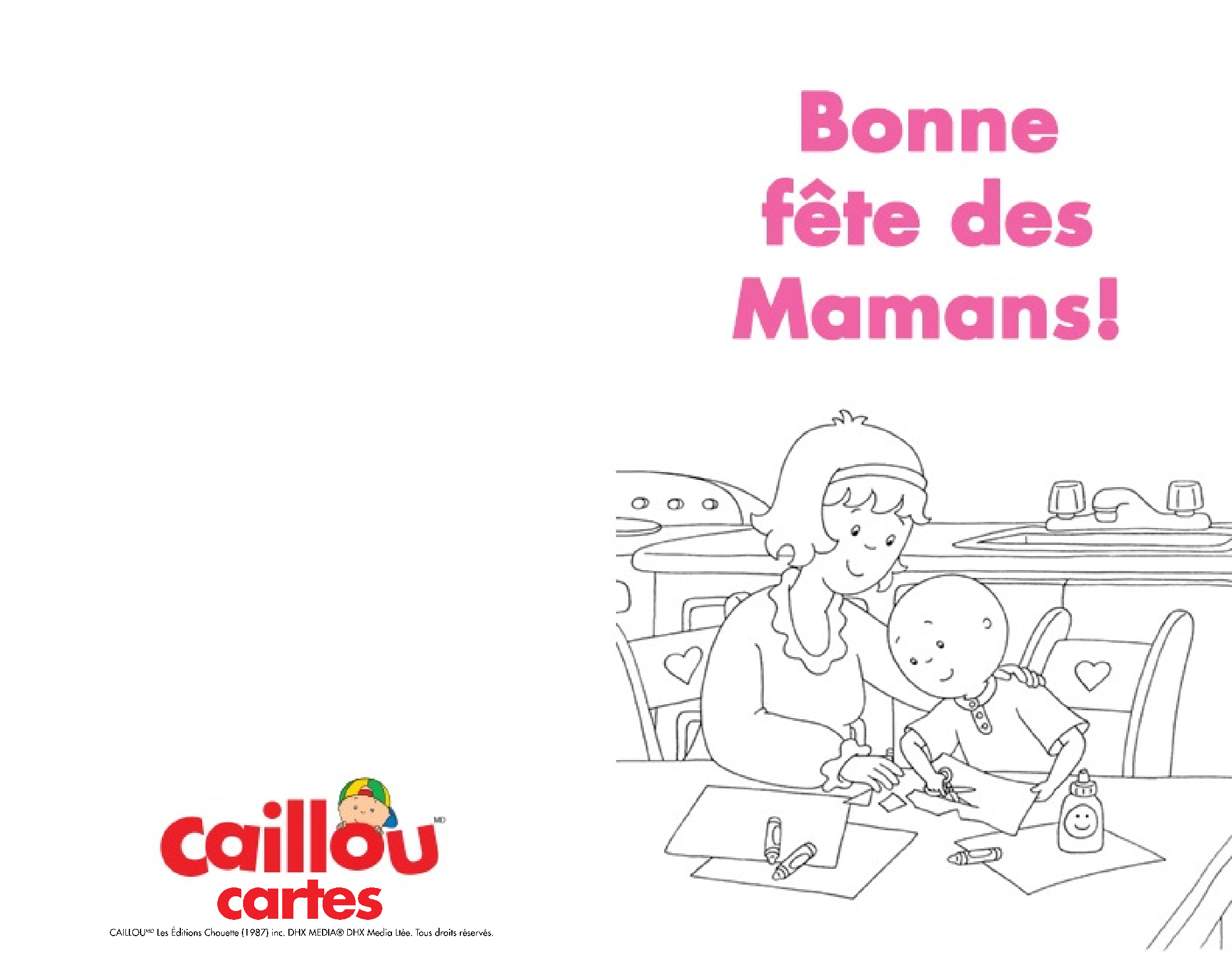 Coloriage Carte De Souhaits Bonne Fête Des Mères - Caillou à imprimer