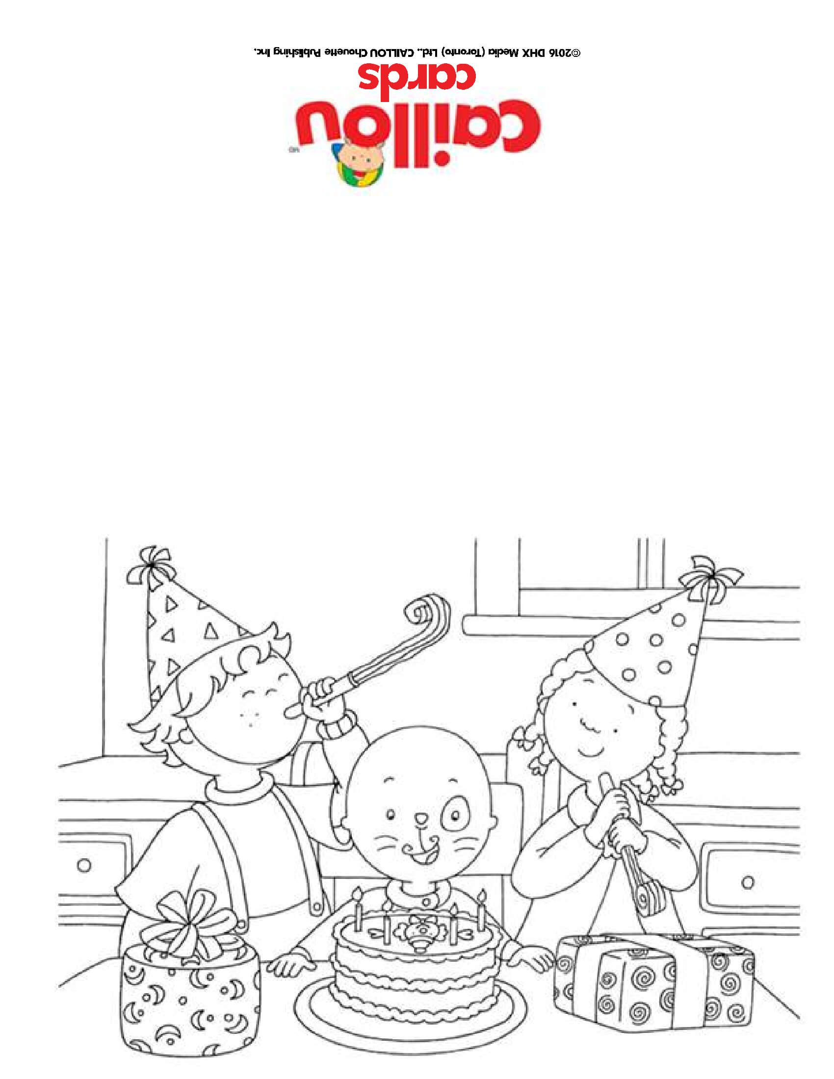 Coloriage Carte De Souhaits Bonne Fête Joyeux Anniversaire Caillou - Caillou à imprimer