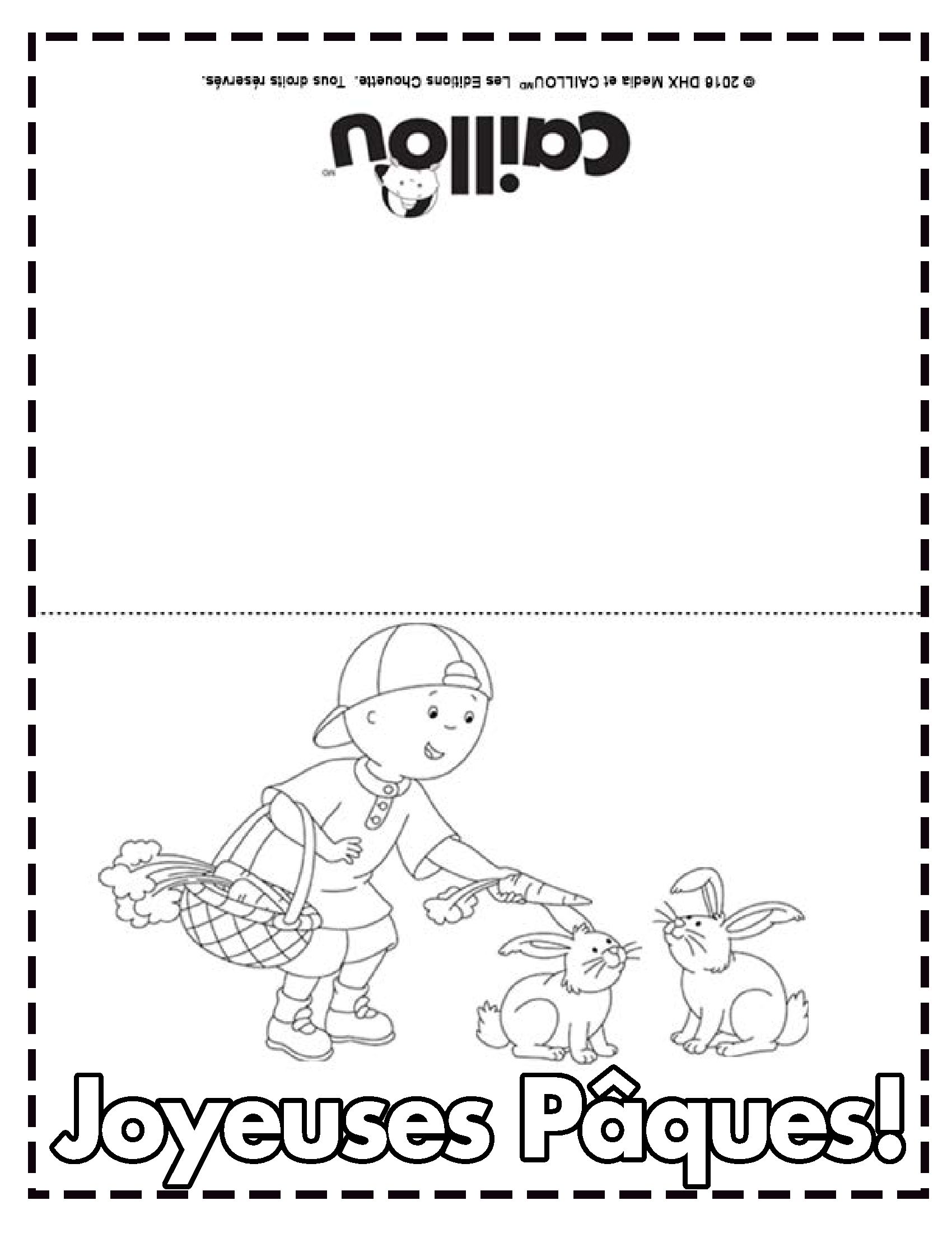 Coloriage Carte De Souhaits Pâques Caillou Et Des Lapins - Caillou à imprimer