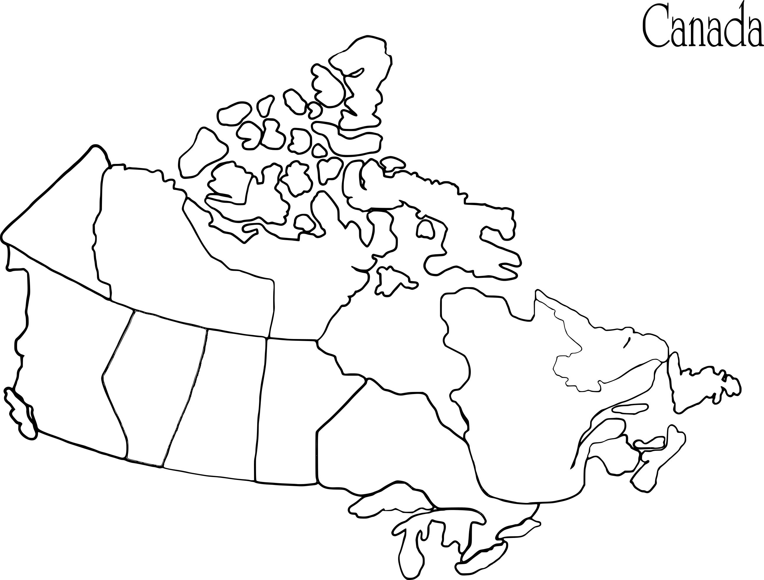 Coloriage Carte Du Canada - Drapeau à imprimer