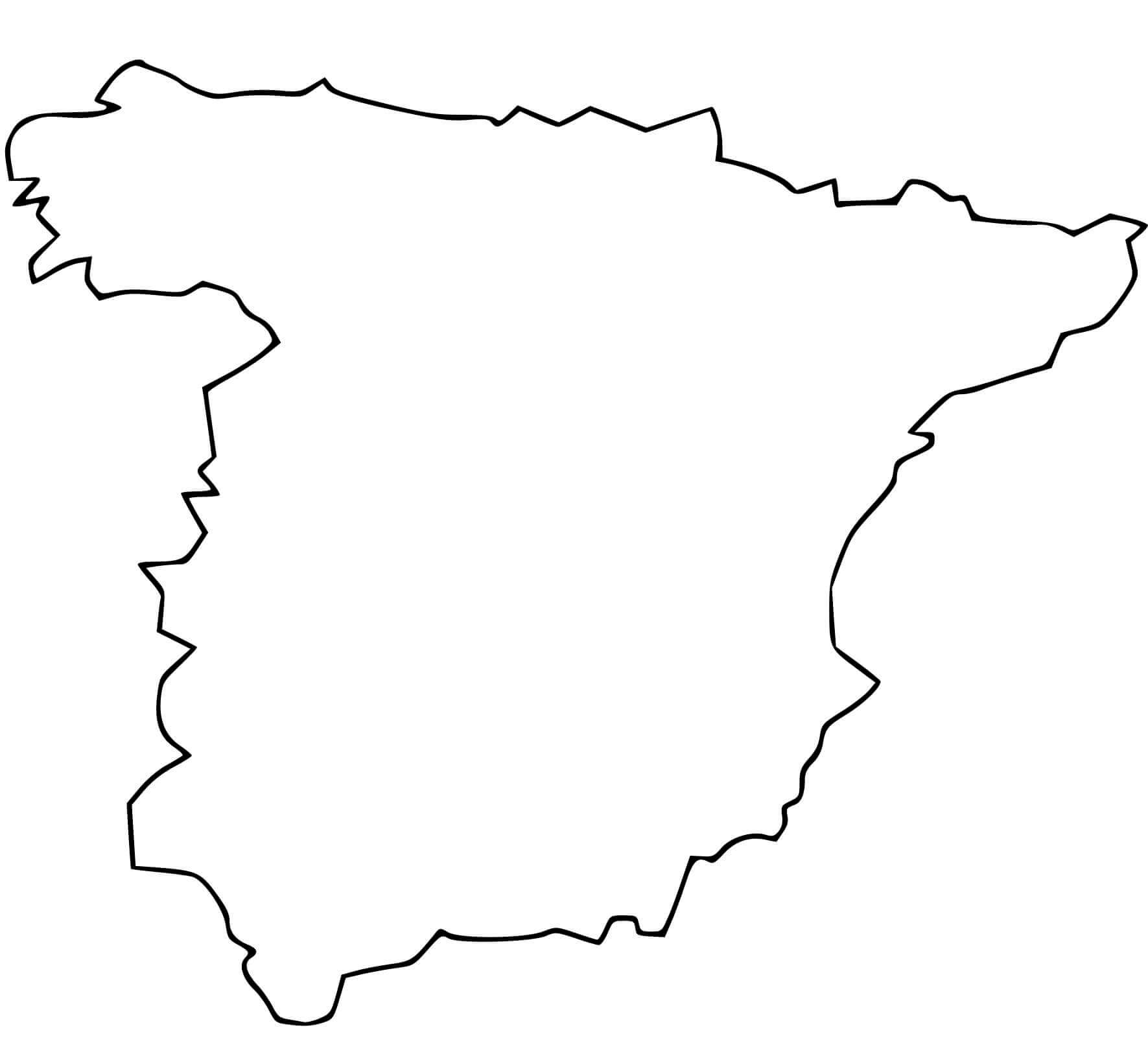 Coloriage Carte Espagne Pays Europe Du Sud - Espagne à imprimer