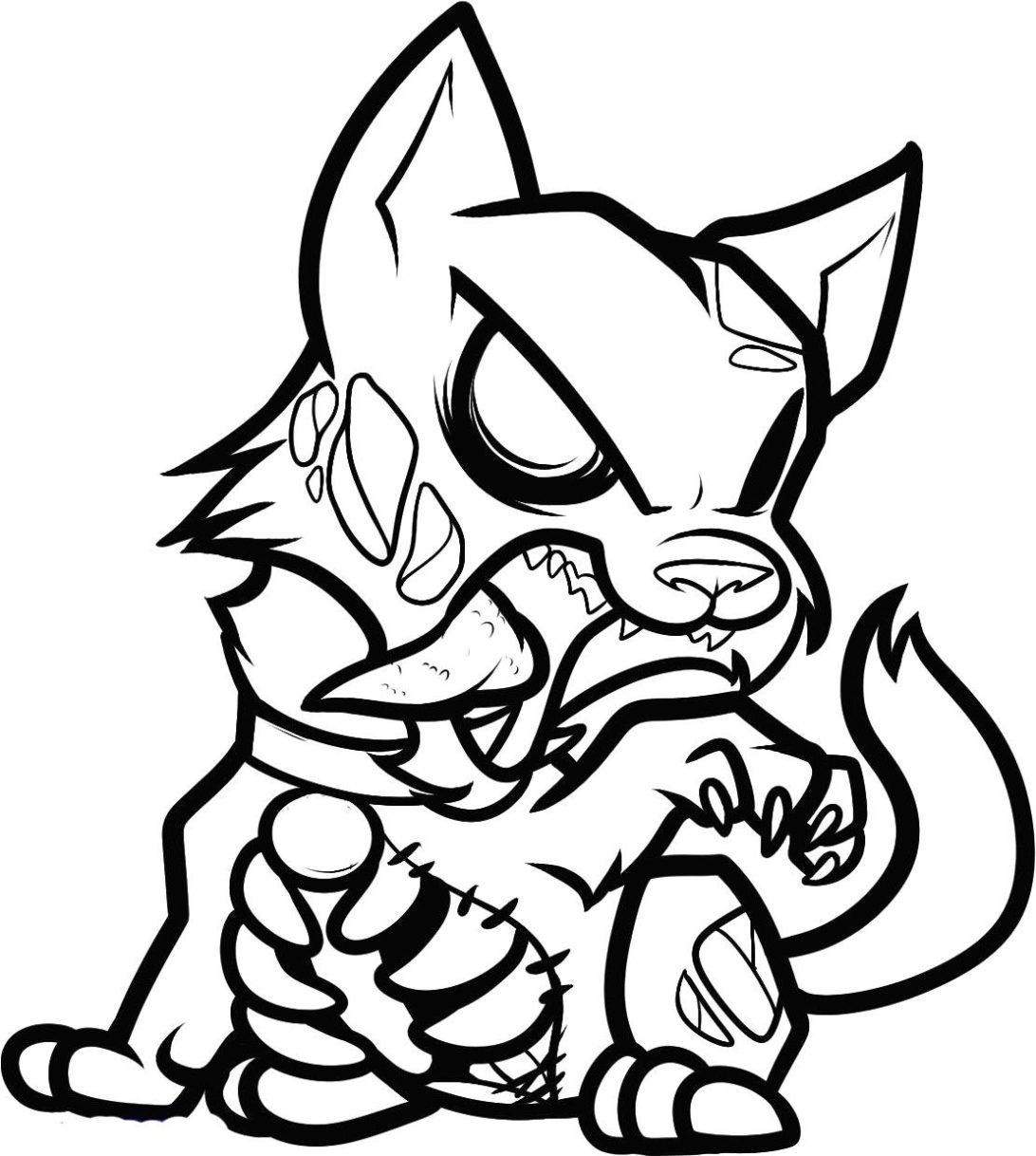 Coloriage Cartoon Chien Zombie - Zombie à imprimer