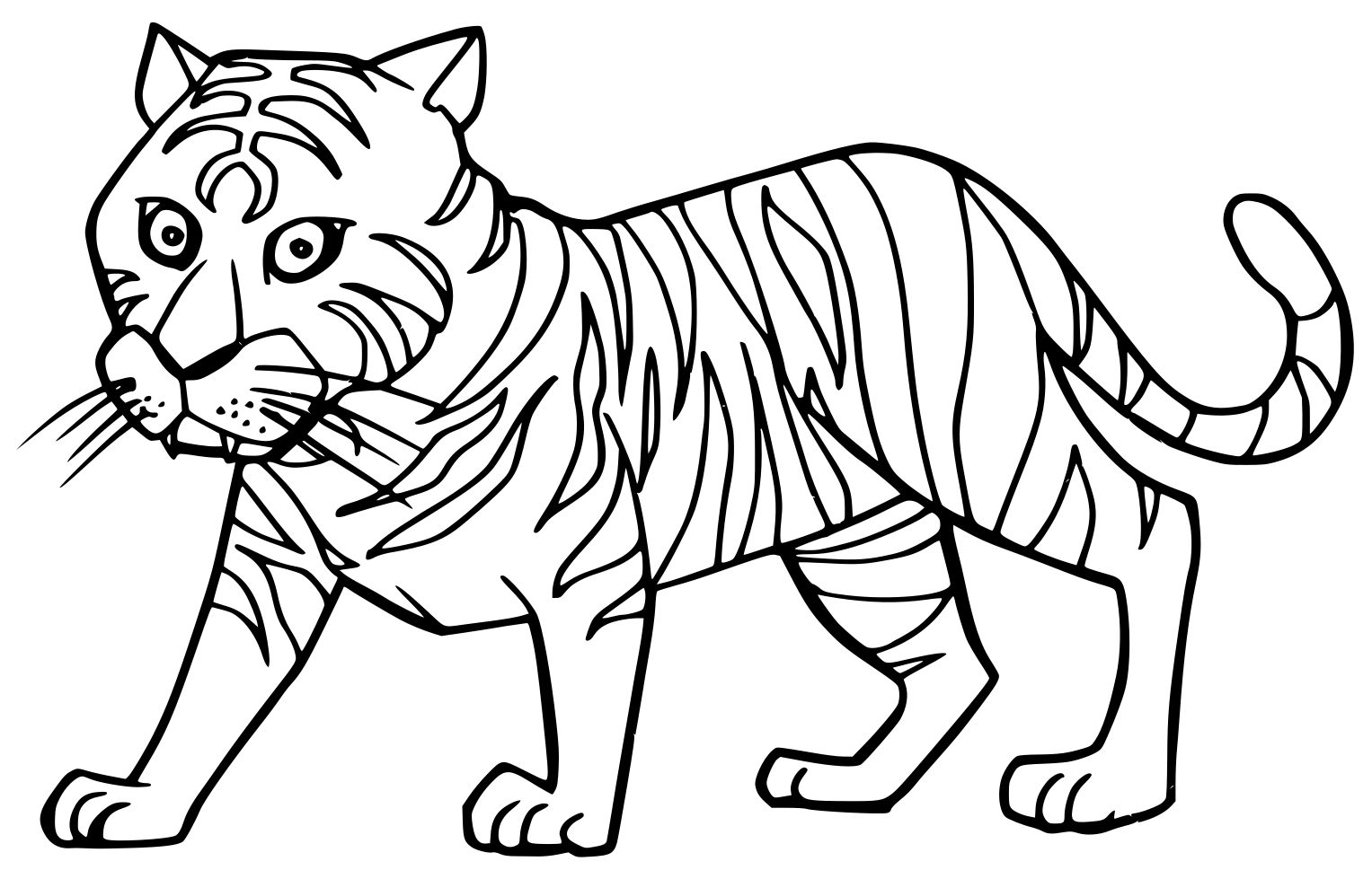 Coloriage Tigre cartoon adorable de la jungle - Animaux de la jungle à imprimer