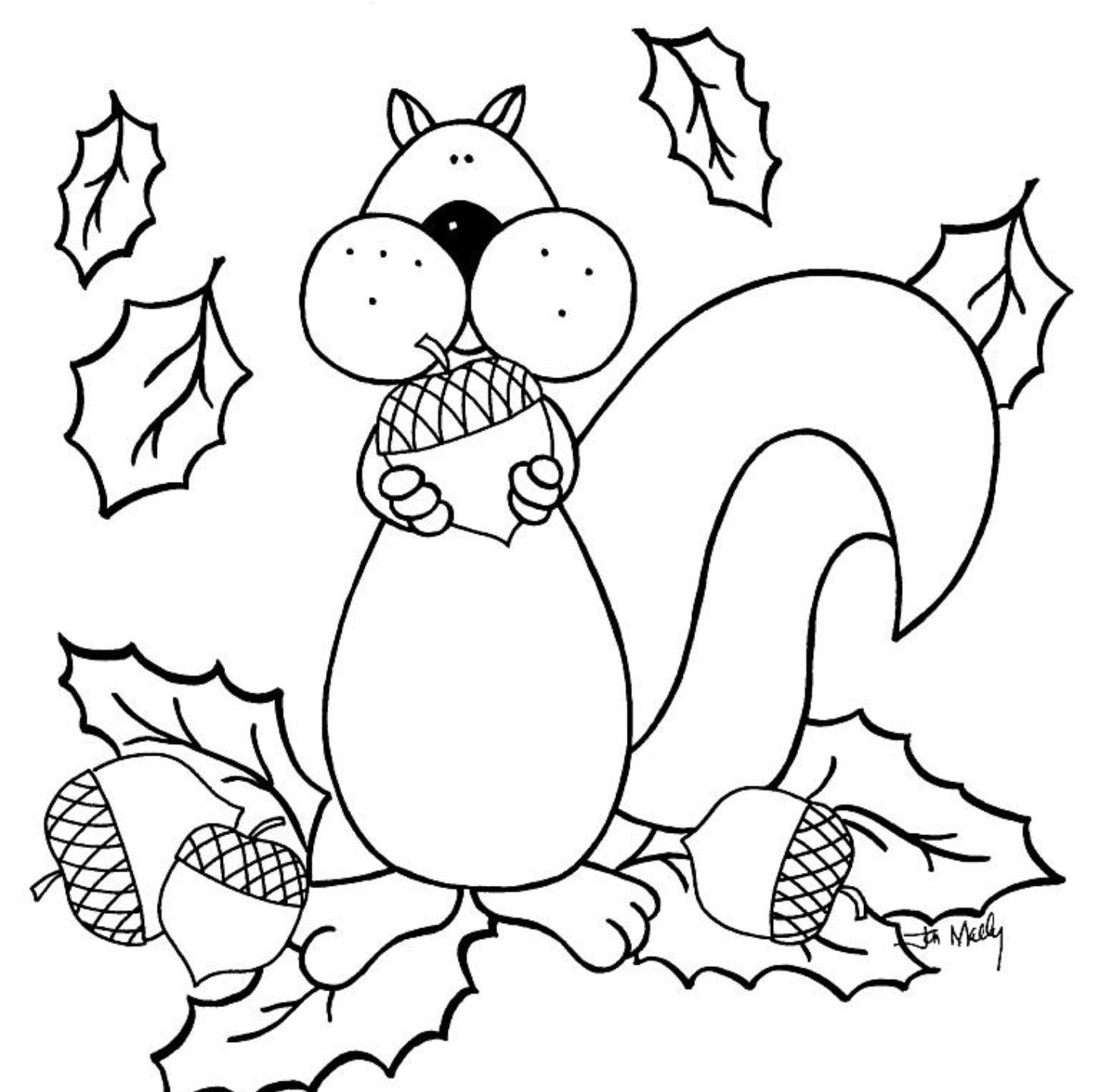 Coloriage Feuille d'Automne Cartoon - Automne à imprimer