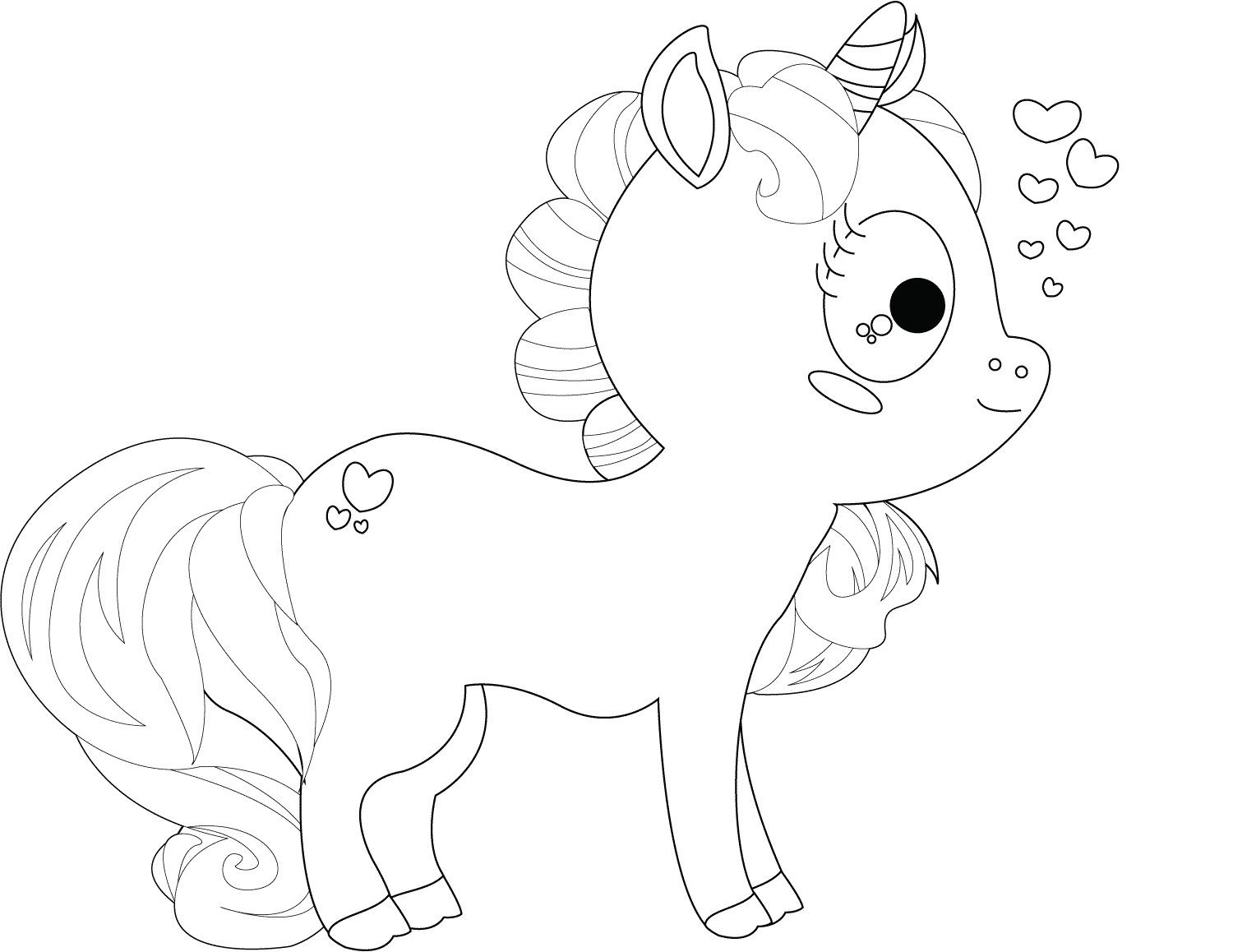 Coloriage Licorne Cartoon Mignonne Enfants - Licorne à imprimer