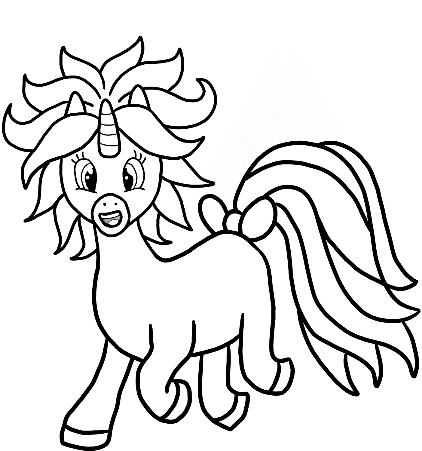 Coloriage Licorne cartoon amusante - Licorne à imprimer