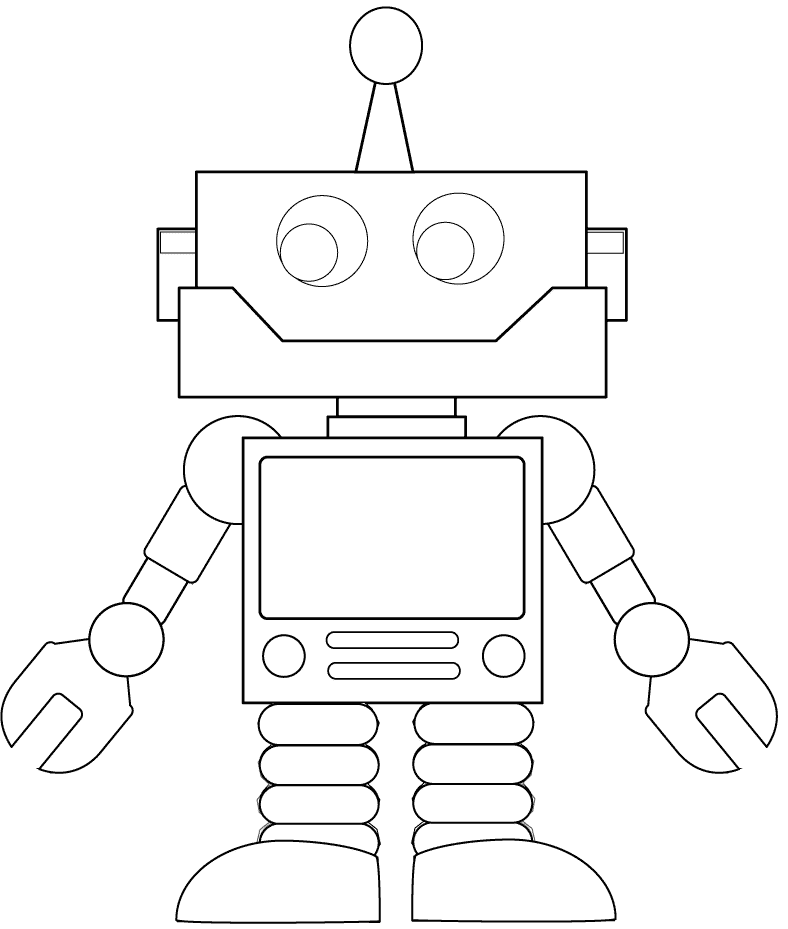 Coloriage Robot amusant en dessin animé - Robot à imprimer
