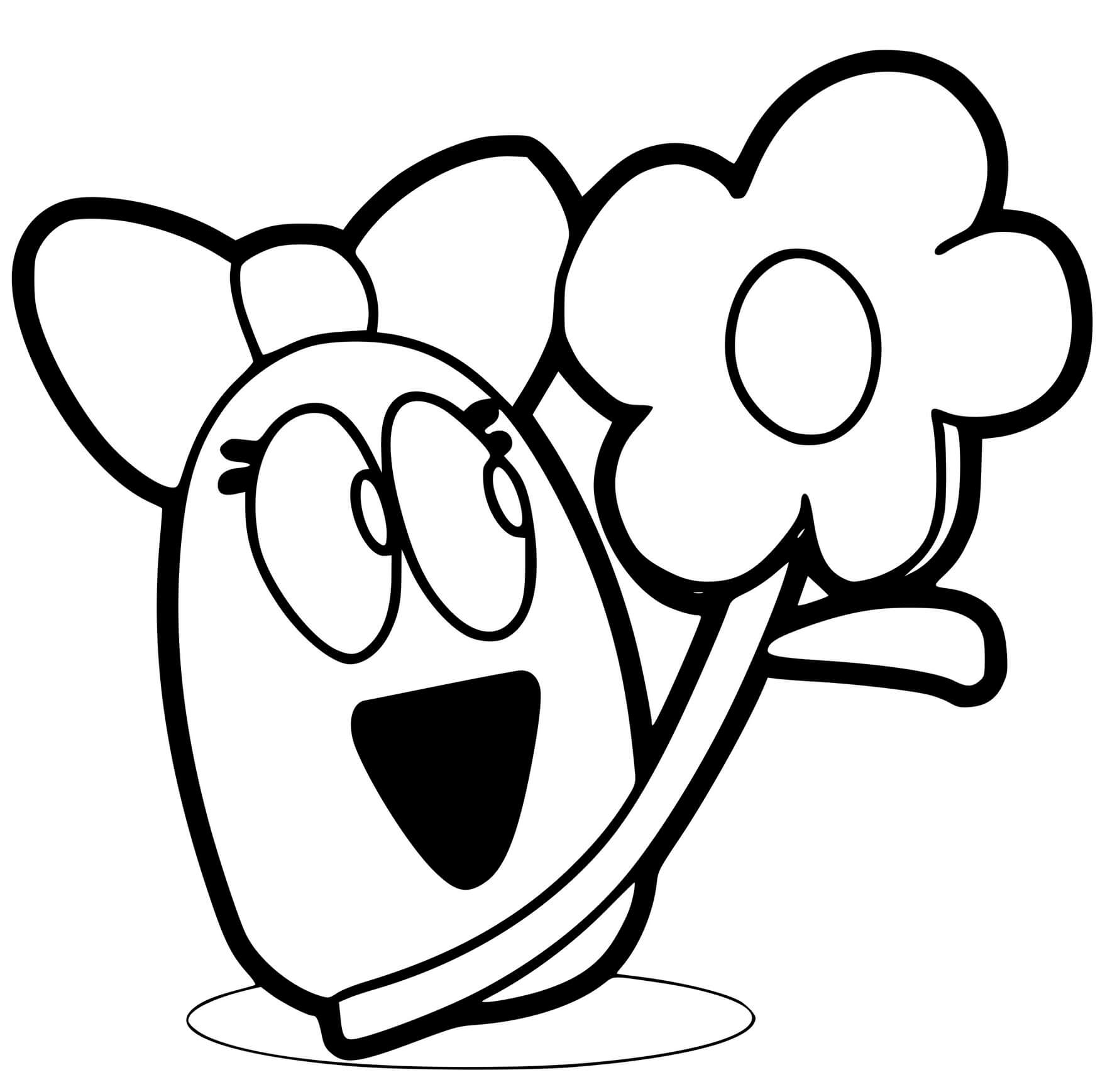 Coloriage Caterpillar Avec Un Jolie Fleur - Pocoyo à imprimer