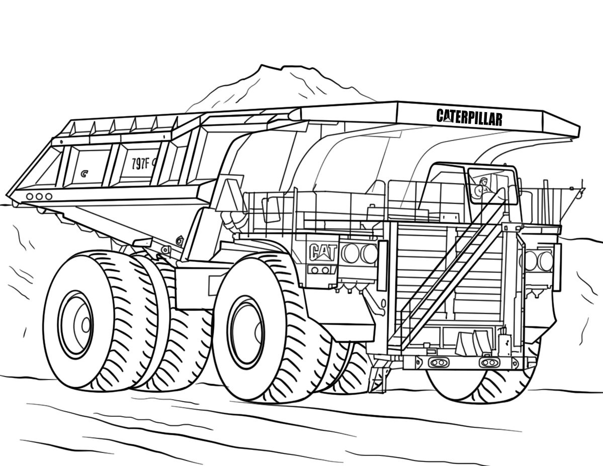 Coloriage Caterpillar Mining Camion - Camion à imprimer