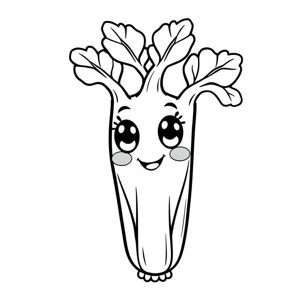 Coloriage Celeri Facile Légumes Kawaii - Legumes à imprimer