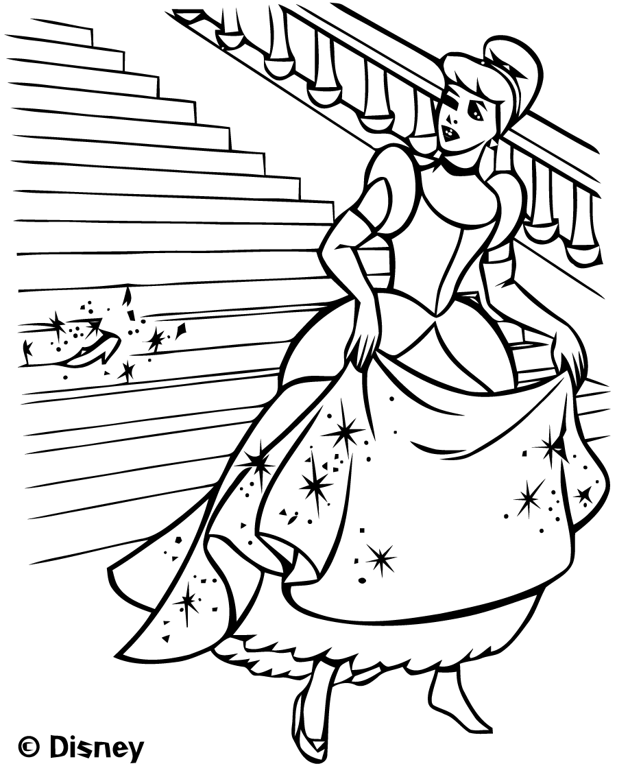 Coloriage Cendrillon Echappe Sa Chaussure - Cendrillon à imprimer