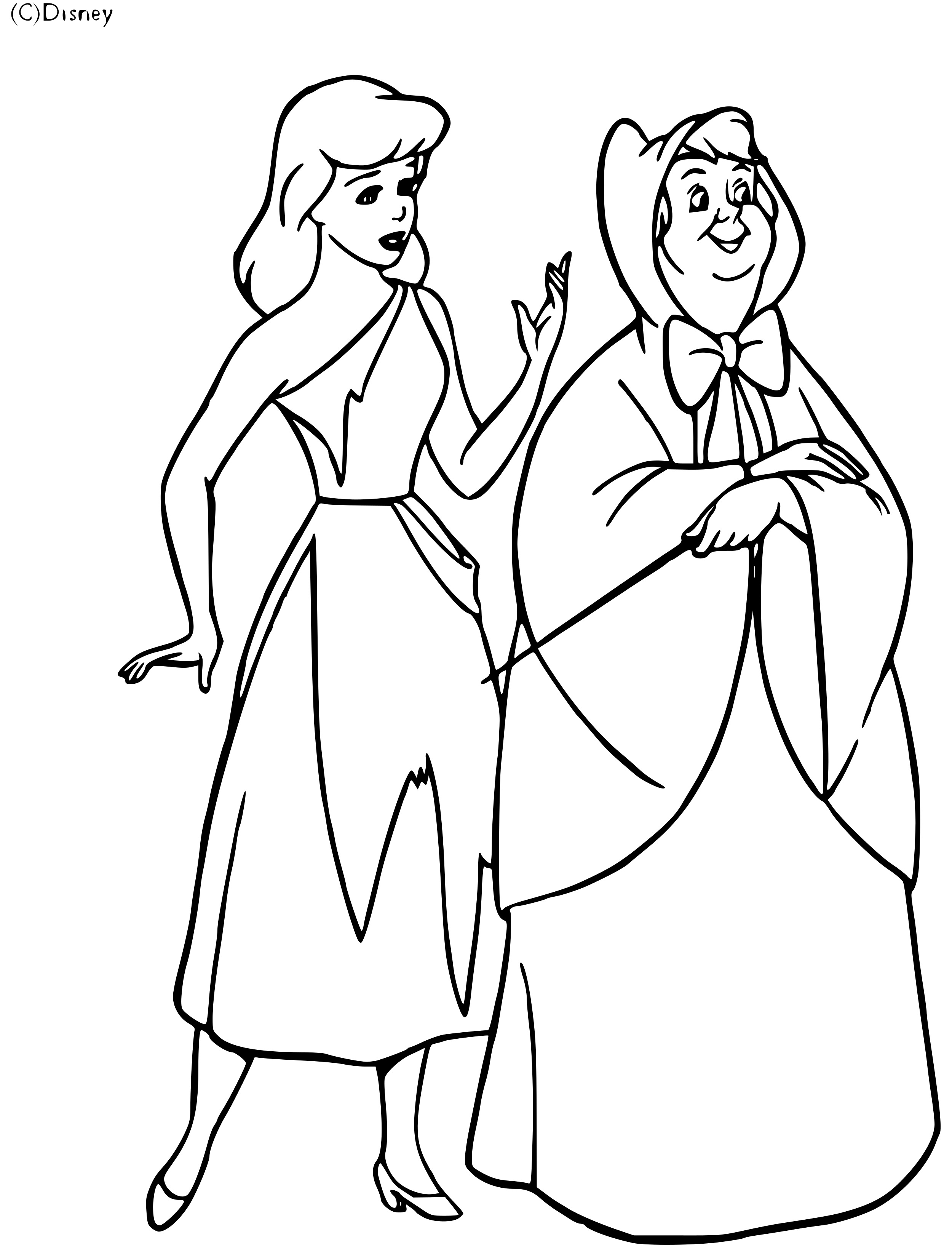 Coloriage Cendrillon Et La Fée Marraine - Cendrillon à imprimer