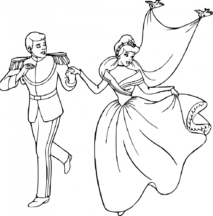 Coloriage Cendrillon Et Son Prince Charmant Royaume - Cendrillon à imprimer