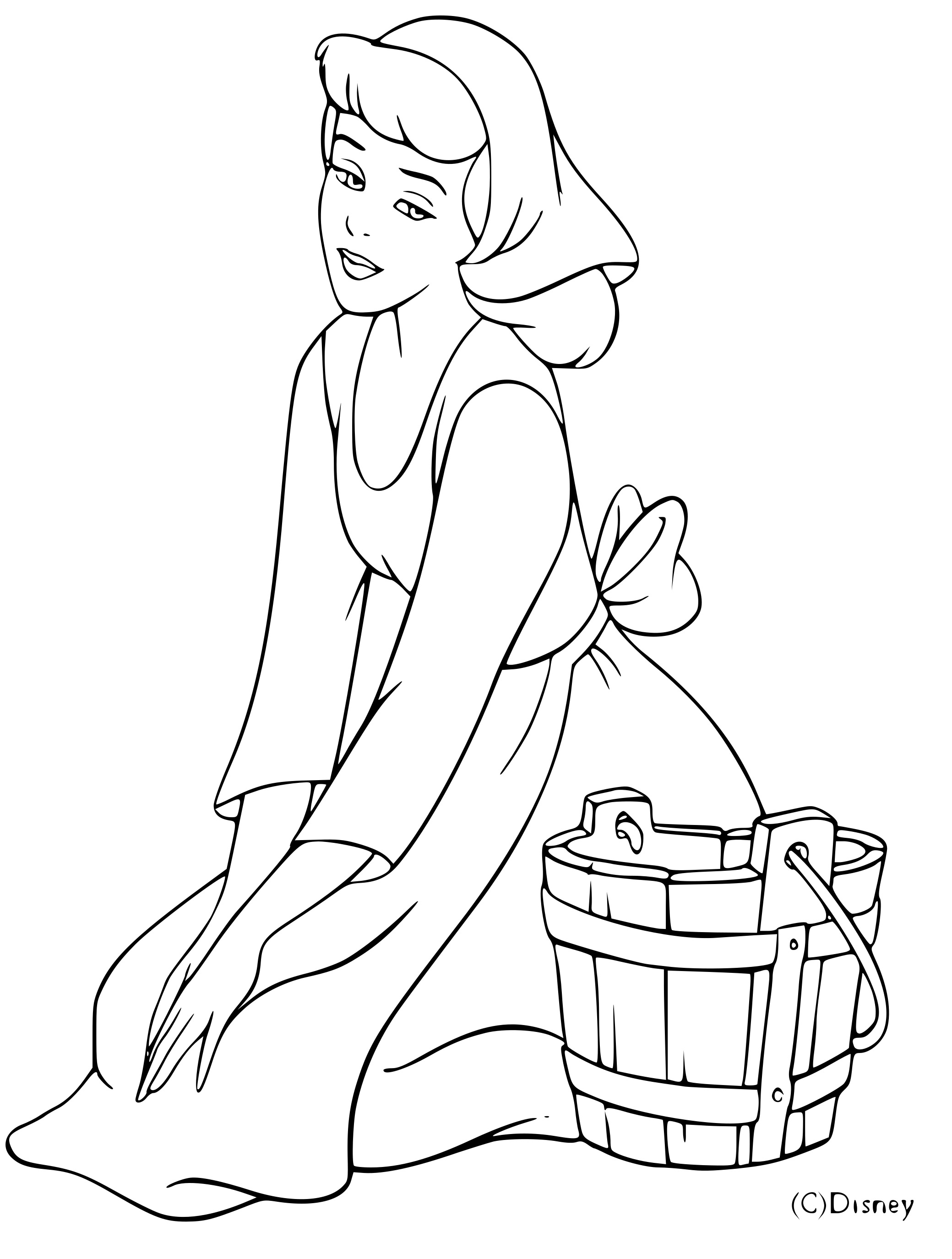 Coloriage Cendrillon Fait Le Menage Et Nettoyage - Cendrillon à imprimer