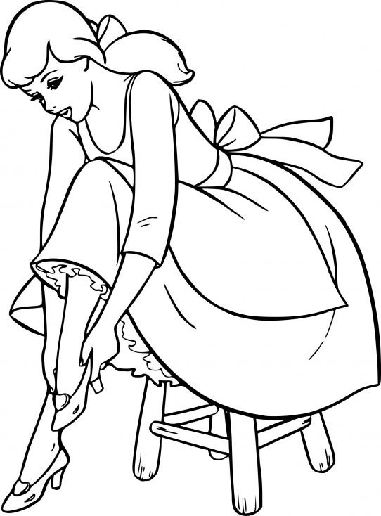 Coloriage Cendrillon Met Sa Chaussure - Cendrillon à imprimer
