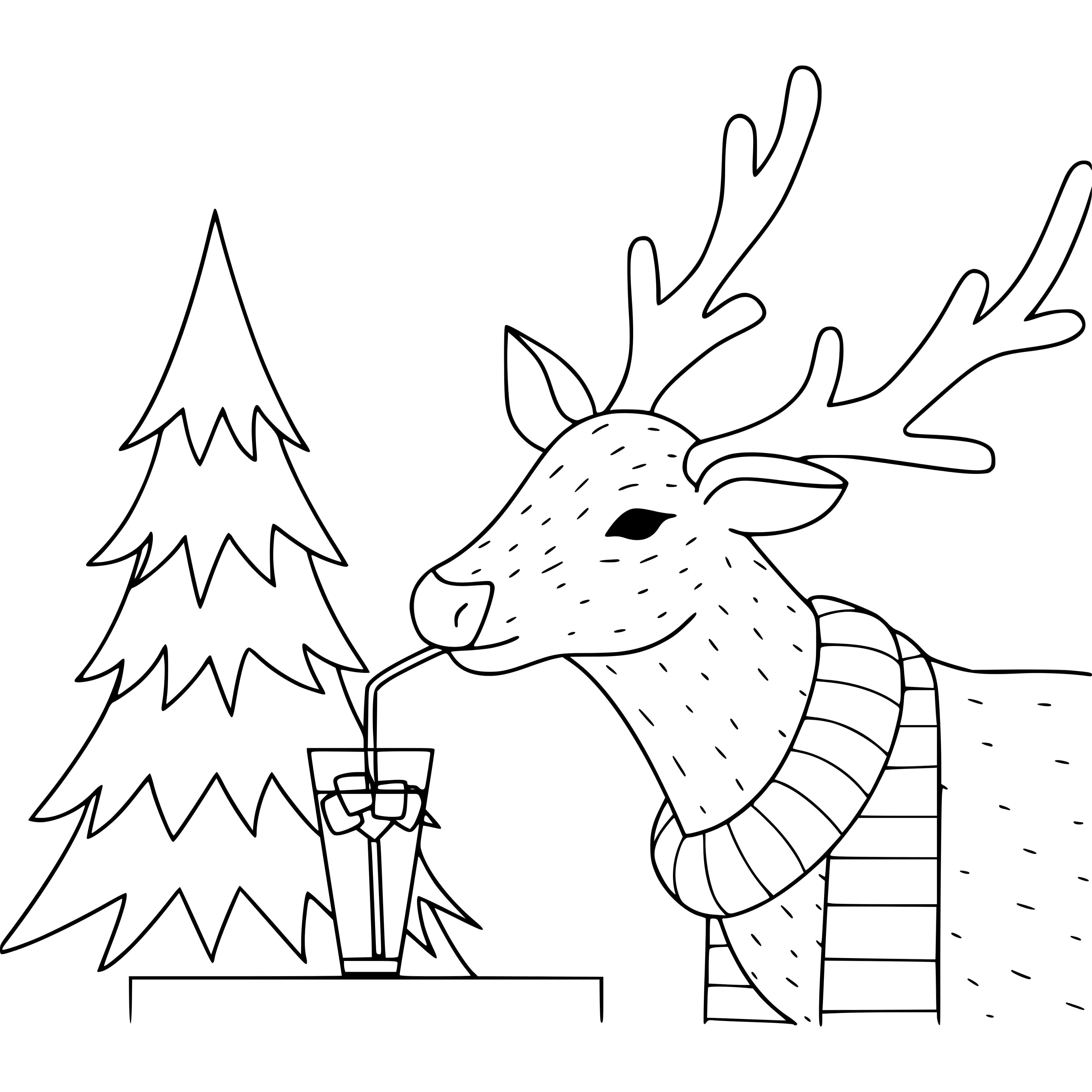 Coloriage Cerf Boit Du Lait Sapin - Cerf biche faon à imprimer
