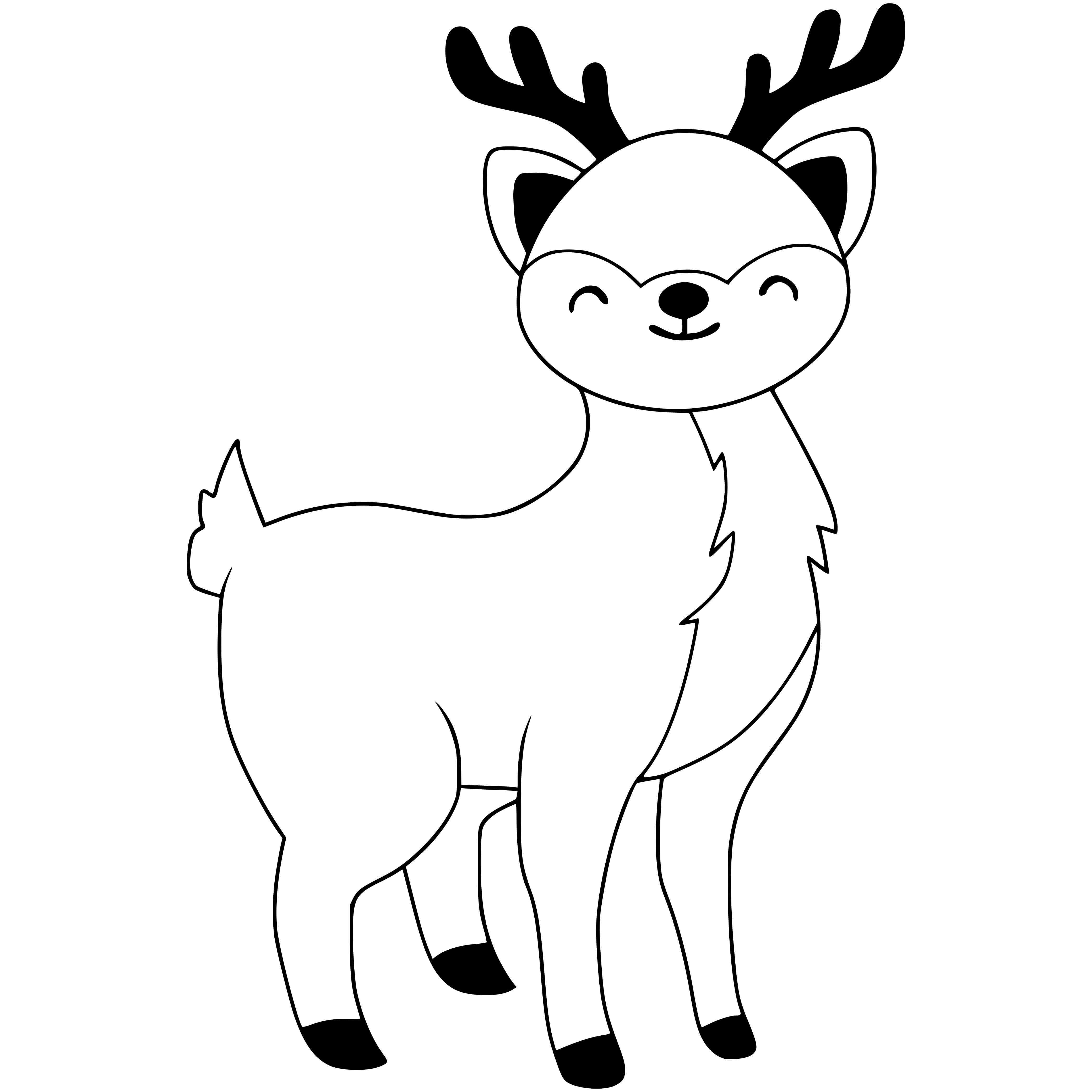 Coloriage Cerf Facile - Cerf biche faon à imprimer