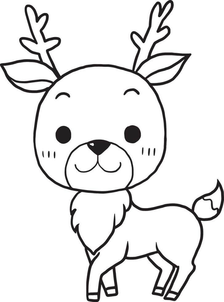 Coloriage Cerf Faon Bébé - Cerf biche faon à imprimer