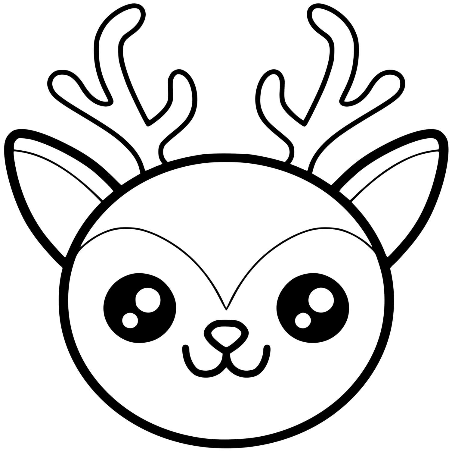 Coloriage Cerf Kawaii - Cerf biche faon à imprimer