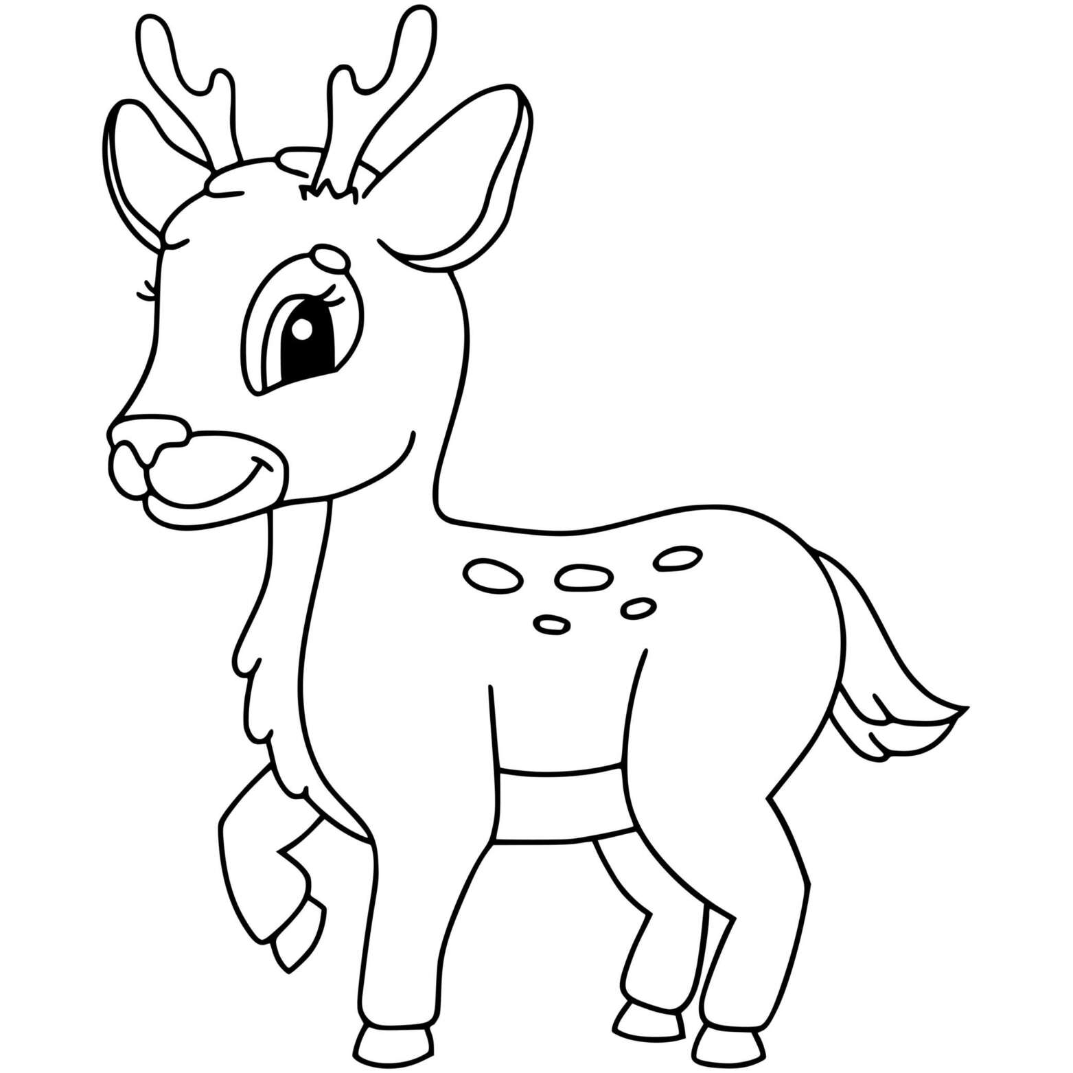 Coloriage Cerf Mignon Facile - Cerf biche faon à imprimer