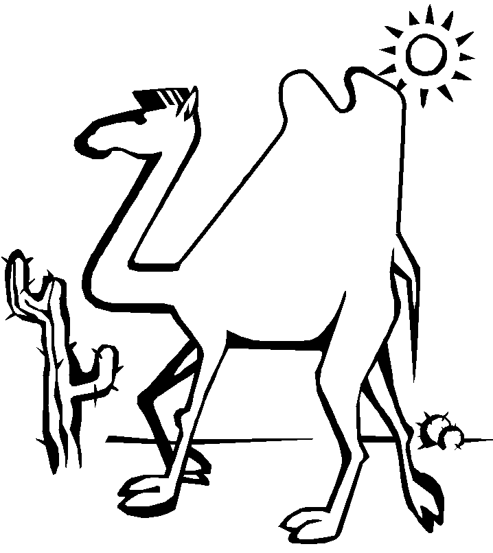 Coloriage Chameau Dans Le Desert - Animaux à imprimer