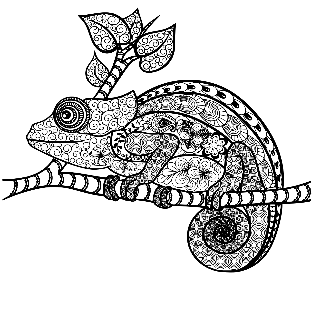 Coloriage Chameleon Mandala Adult Zentangle - Adulte animaux à imprimer